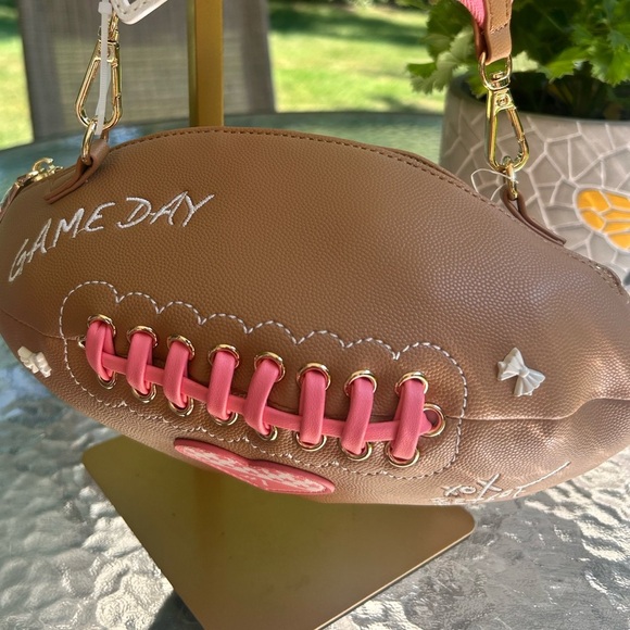 NWT- BETSY JOHNSON Football Gameday Crossbody Bag with Pink Strap - Picture 2 of 7